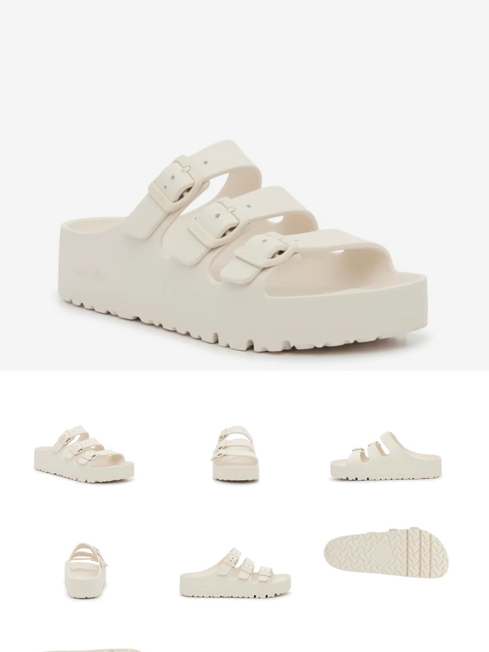 Birkenstock Triple Strap Slide Sandal in Beige